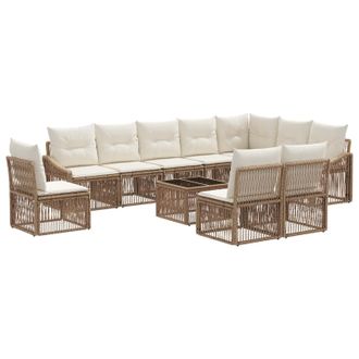 vidaXL Conjunto De Sof&aacute;s De Jard&iacute;n 11 Pcs Beige Rat&aacute;n Sint&eacute;tico Vidaxl