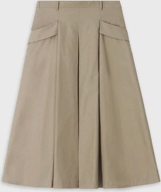 The Loom Womens Box Pleats Pocket Skirt In Khaki