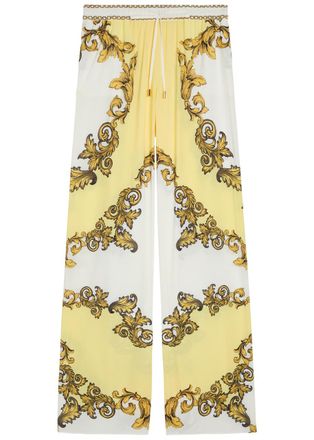 Alice & Olivia Ojai Printed Wide-leg Georgette Trousers - Yellow - S (UK8-10 / S)