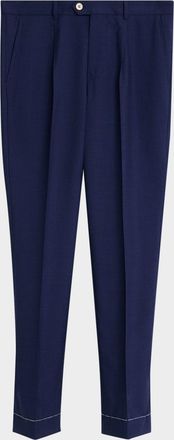 Brunello Cucinelli Mens Virgin Wool Leisure-Fit Pleated Trousers