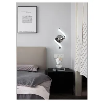 Trade Shop Trade Shop Traesio - Trade Shop - Applique Led A Parete 9watt Curva Spirale Luce Fredda Naturale Calda E58 Argento
