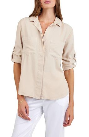 Bella Dahl Split Back Button-Up Shirt in Linen Sand at Nordstrom, Size X-Small