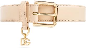 Dolce & Gabbana Leren Riem - Dames - Riemen - Beige - 80 CM - Leer - Accessoires