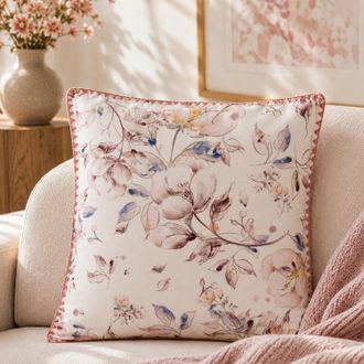 KASANOVA Cuscino divano 45x45 cm fiori rosa cipria