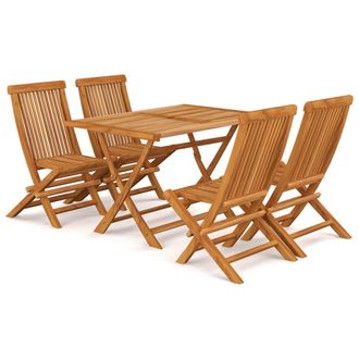 vidaXL Conjunto De Comedor De Jard&iacute;n 5 Piezas Madera Maciza De Teca Vidaxl