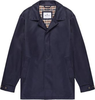 Aquascutum Blauwe Heren Trenchcoat - Heren - Mantel - Blauw - L - Katoen - Jassen