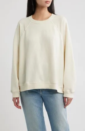 The Great. The Rehearsal Cotton Sweatshirt in Washed White at Nordstrom, Size 2