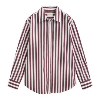 GANT Relaxed gestreepte popeline blouse - Dames - Blouses - Paars - XL - Katoen - Overhemden
