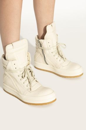 Rick Owens Leather Shoes Creep Geobasket, Womens, Cream