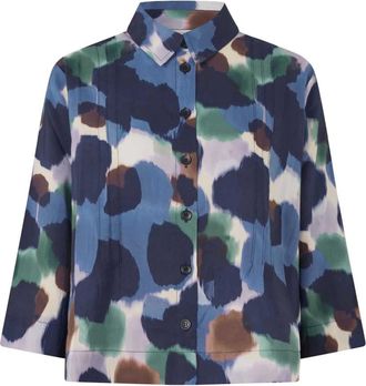 Masai Overhemden, Dames, Veelkleurig, 2Xl, Polyester, Navy Blazer Shirt met Schilderachtige Print