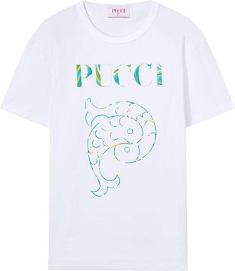 Pucci logo-print cotton T-shirt - women - Cotton - S - White