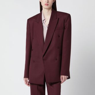 Frankie Shop Monterey burgundy structured wool-blend jacket