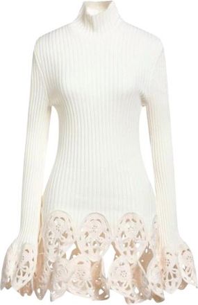 Paco Rabanne Cream Ribbed Crochet Trim Top Size XS