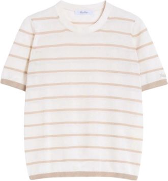 Max Mara Favetta Sweater - Dames - Ronde hals truien - Beige - S - Leer - Truien & Vesten
