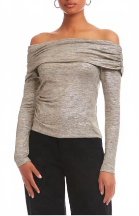 Fifteen Twenty Agnes Off The Shoulder Metallic Top In Gold Dust