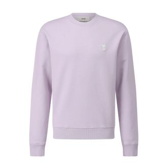 Ami Sweatshirts, male, Pink, Size: XL Basic Cotton Sweater with Logo