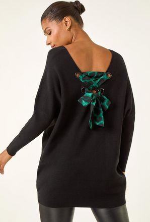 Roman Animal Print Eyelet Back Knit Jumper
