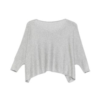 Le Tricot Perugia Blouses, female, Gray, Size: XS Maglia drappeggiata