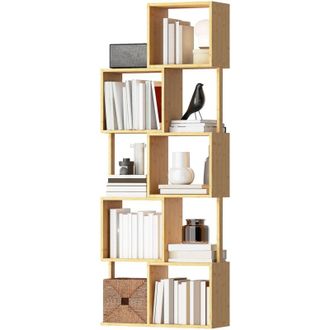 HOMCOM Libreria Asimmetrica Moderna a 5 Livelli in Bamb&ugrave;, 62.5x23x165 cm Legno