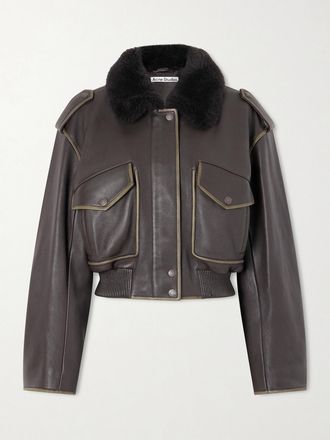 Acne Studios Bomber In Shearling - Marrone
