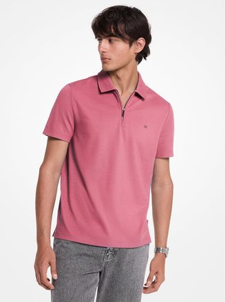 Michael Kors Cotton Blend Piqu&eacute; Zip-Up Polo Shirt