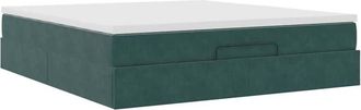vidaXL Vidaxl - Estructura De Cama Otomana Con Colch&oacute;n Verde Oscuro 160x200 Cm