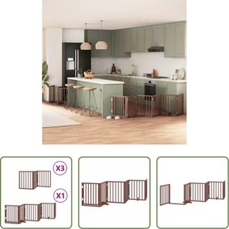 vidaXL Cancello per animali domestici - Cancello Cani Porta Pieghevole Marrone 15 Pannelli 750cm Pioppo