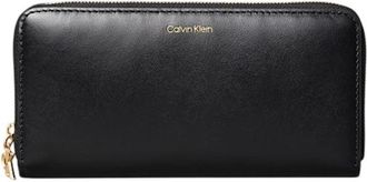 Calvin Klein Zwarte leren portemonnee met ritssluiting - Dames - Portefeuilles - Zwart - ONE Size - Leer - Accessoires