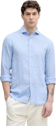 Benetton Linnen Shirt - Heren - Casual Overhemden - Blauw - XL - Linnen - Overhemden