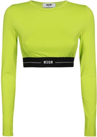 Msgm Long Sleeve Crop Top