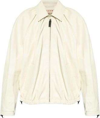 Marni lamb skin collared jacket - women - Lamb Skin - 38 - White