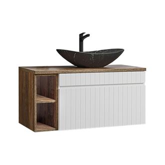 Petits Meubles Mueble lavabo simple 100 cm 2 nichos tableros laminados blanco