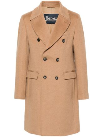Herno double-breasted coat - men - Polyester/Cupro/Camel Fur/Polyester - 50 - Neutrals