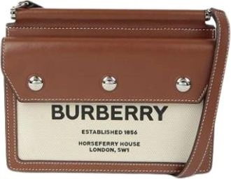 Burberry Pre-owned Cross Body Bags, female, Brown, Size: ONE SIZE Pre-owned Hosperry Title Pocket Shoulder Crossbody Bag
