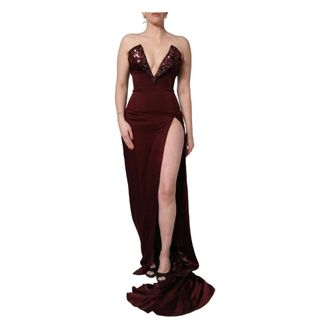 Dolce & Gabbana V-neck Strapless Dress - female - Dolce & Gabbana - Gowns - Brown - L - Dresses
