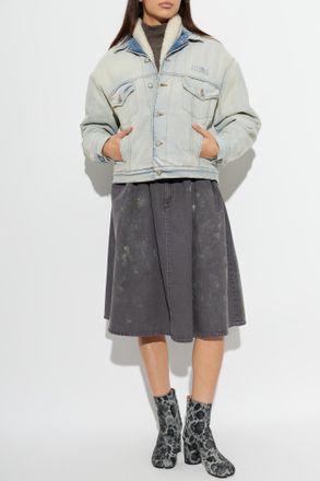 Maison Margiela Denim Jacket With Faux-fur Collar, Womens, Light Blue
