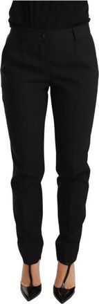 Dolce & Gabbana Elegante taps toelopende wollen broek - Dames - Slim Fit Broeken - Zwart - 2XS - Wol - Broeken