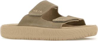 Veja Womens Dove Grey Suede Slippers Taupealmond Flat Shoes