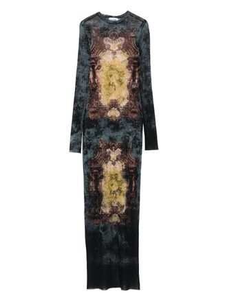 Jean Paul Gaultier Maxi Dress in Dark Green Sheer Fabric