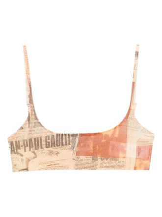 Jean Paul Gaultier newspaper-print top - Beige