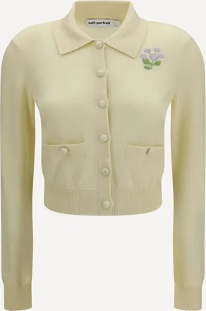 Self Portrait Cardigan in maglia con ricamo floreale Woman L