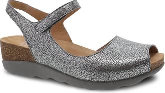 Dansko Womens Marcy Wedge Sandal In Pewter Metallic
