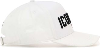 Dsquared2 Mens White Gabardine Baseball Cap Bianconerorosso Exterior: Cotton Cappelli Hat