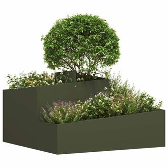Berkfield Home Planter Olive Green 80x80x50 cm Cold-rolled Steel | Size: 80 x 80 x 50 cm
