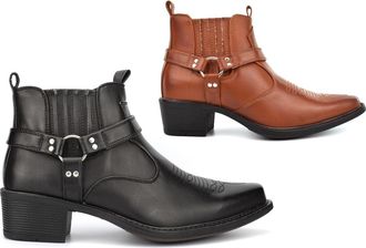 Generic Mens Cowboy Boots Mens Ankle Boots Cuban Style Heels Size 8 Black Boot Size 10 Cuban Style Heel Boot Block Heel Sizes 6-12 Tan/Brown/Black 10 UK