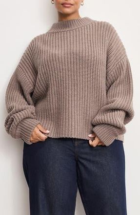 Good American Chunky Mock Neck Sweater in Smoke at Nordstrom Rack, Size Large