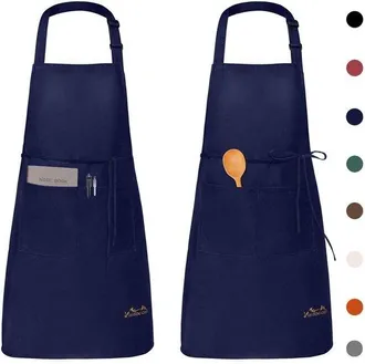 OEM Delantal - Delantal Impermeable - Delantal De Cocina Con Bolsillos - Delantal De Cocina Ajustable - Delantal Para Barbacoa - Babero (azul Marino)
