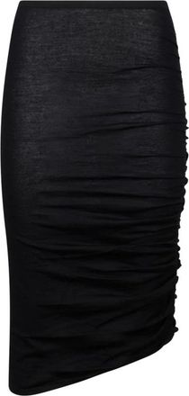 Isabel Marant Zwarte Midi Rok met Plooitjes - Dames - Midirokken - Zwart - XS - Wol - Rokken
