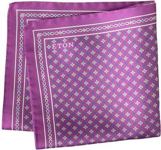 Eton Mid Purple Floral Medallion Silk Twill Pocket Square in Medium Purple at Nordstrom