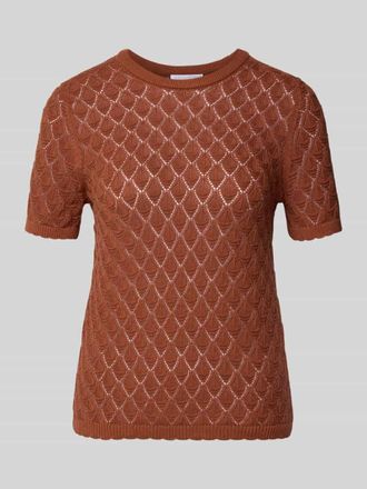 Jake*s Strickshirt mit Lochstickerei in Hellbraun, Gr&ouml;&szlig;e XXL